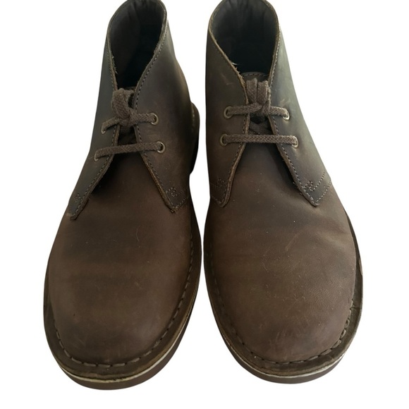 CLARKS BUSHACRE 2 ANKLE BURNISHED BROWN LEATHER BOOTS SIZE 7.5 - Picture 2 of 9